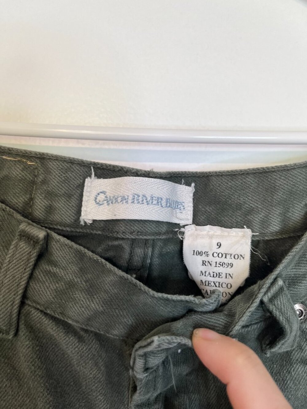 Canyon River Blues Vintage 90s Button Fly Olive Green Jeans - Picture 5 of 7